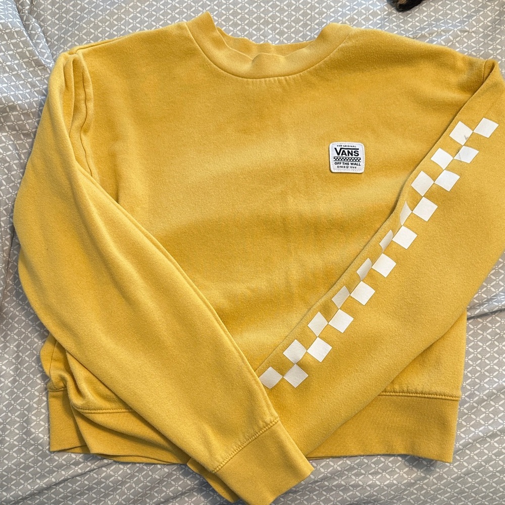 Vans Yellow Sweatshirt with White Checkered Sleeve